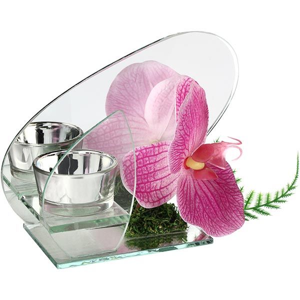 Подсвечник с орхидеей Эклипс розовый EBA14A016